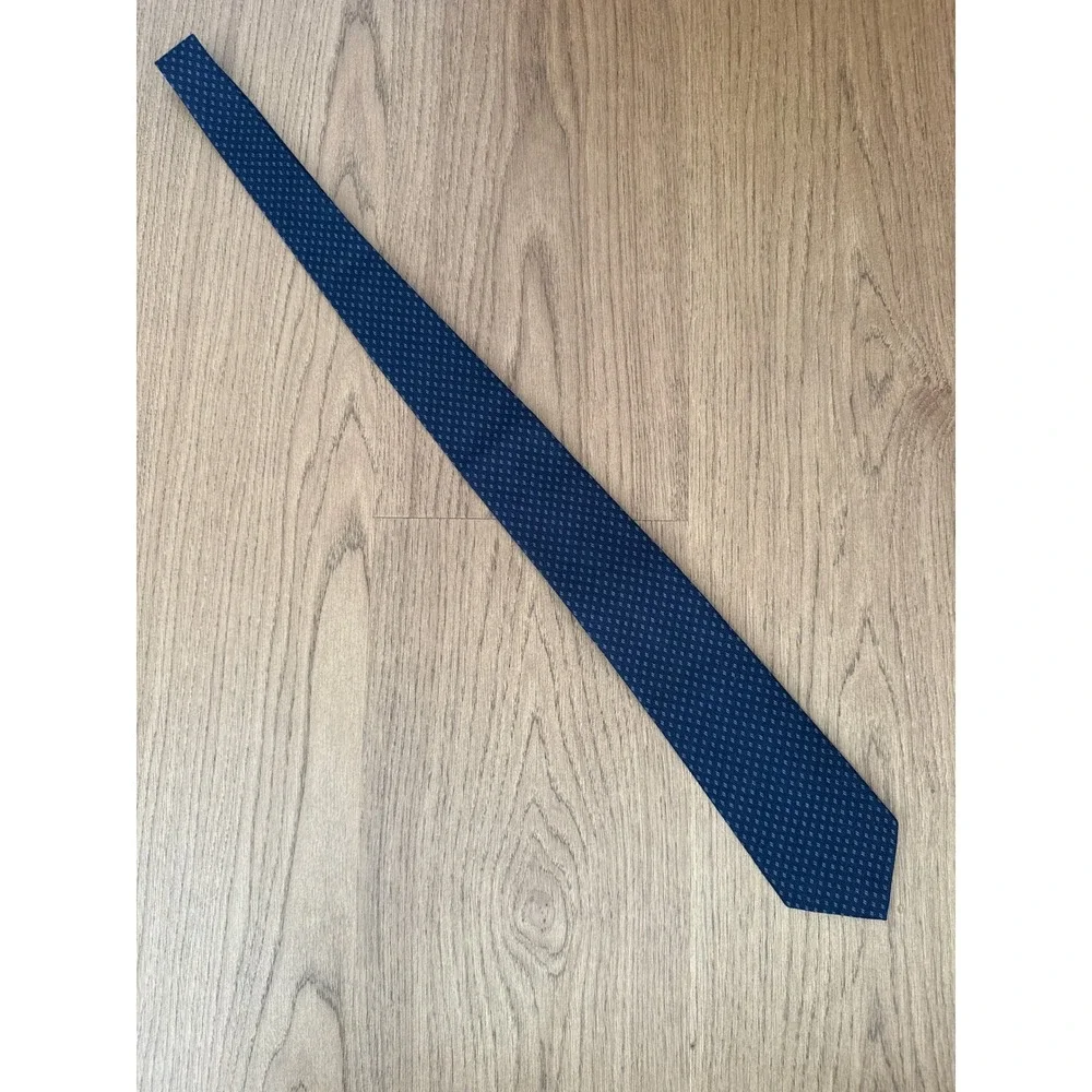 Ralph Lauren Purple Label Diamond Print Cashmere Silk Tie Navy Blue Italy NEW